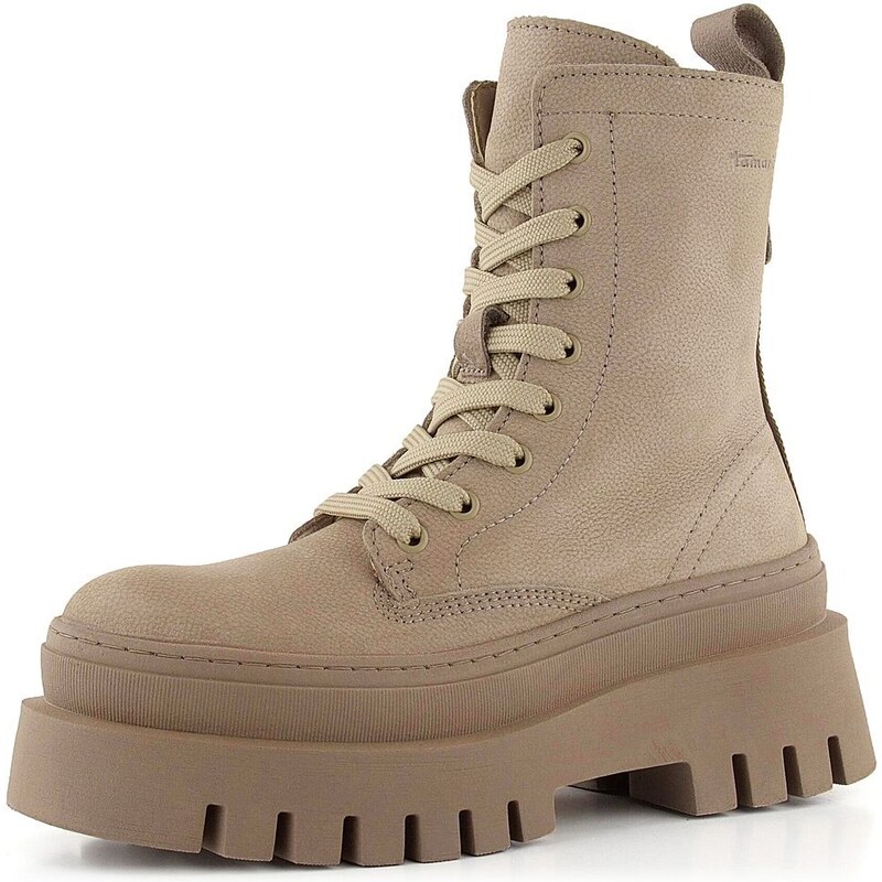 Tamaris šnurovacia členková obuv na vysokej hrubej podošve Taupe 1 66060880