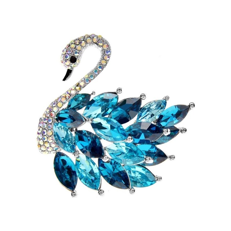 GLORY Brošňa Labuť s modrými krištáľmi 2130 36073746