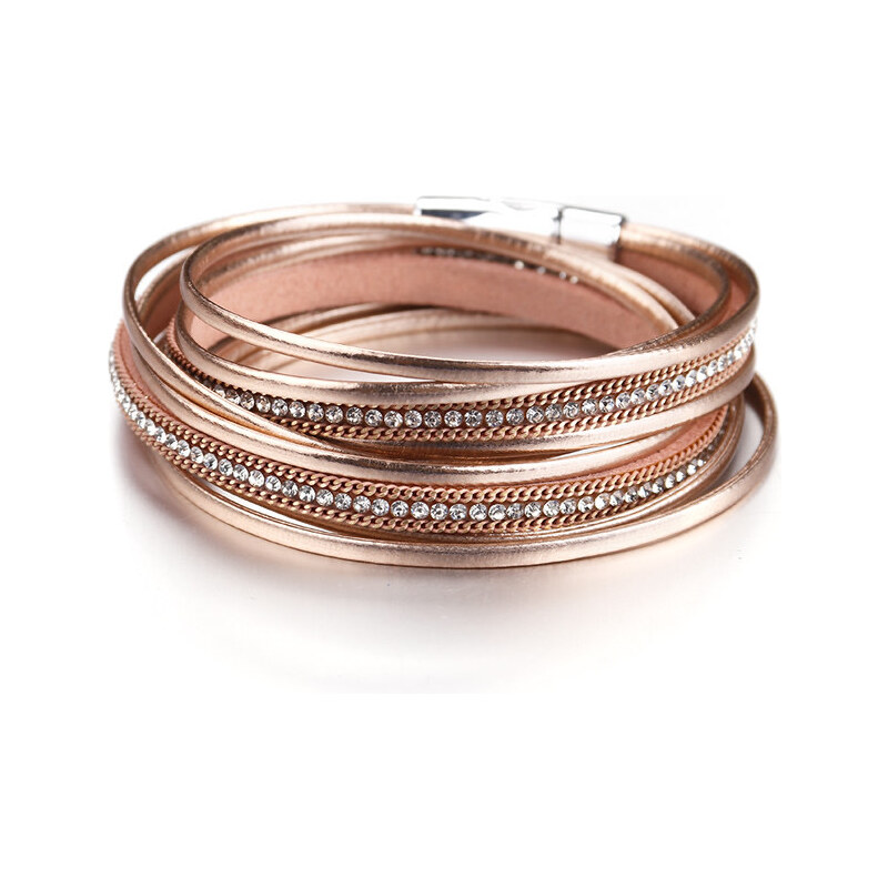 Glory Vrstvený dvojitý kožený náramok champagne 439 36073748