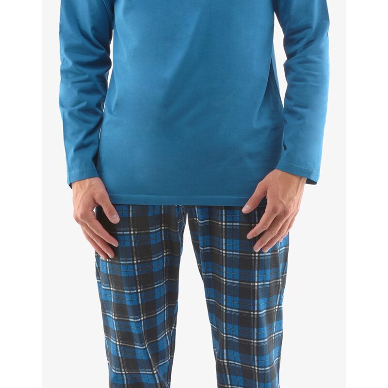 Modré pohodlné dlhé pyžamo Bernard