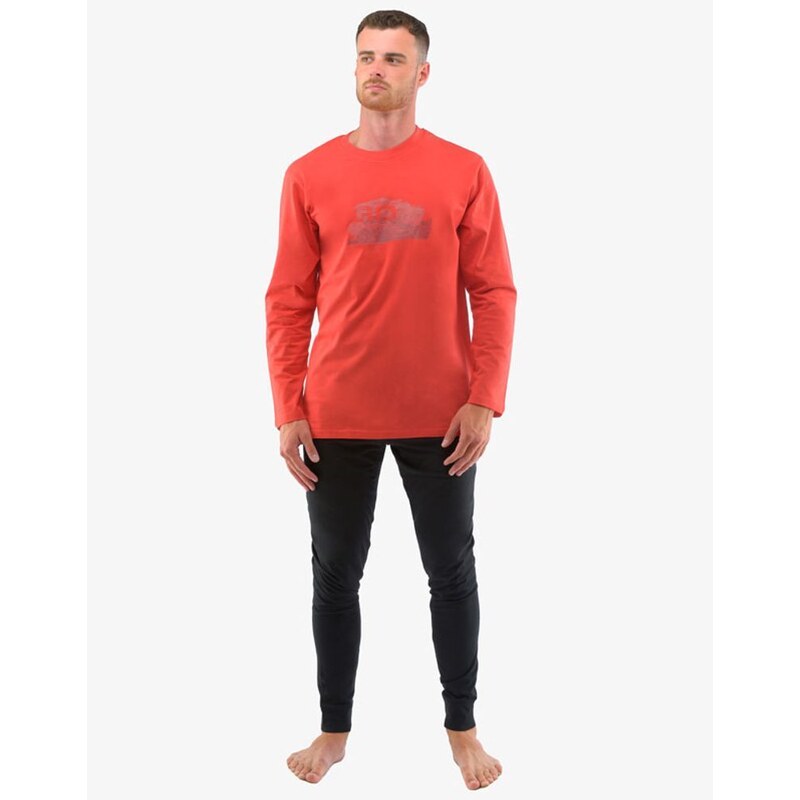 Štýlové červené dlhé pyžamo Erik 36084100