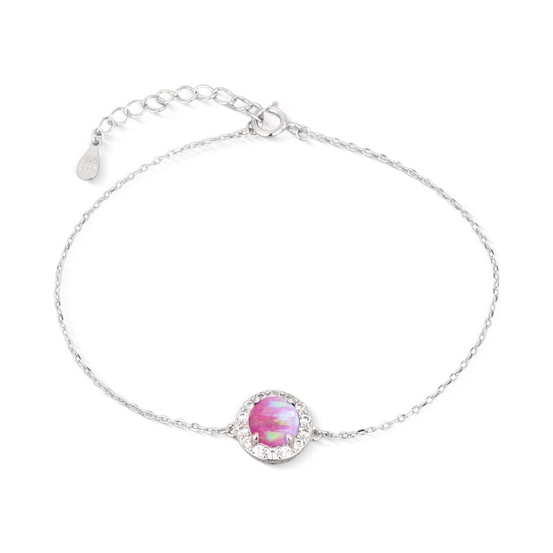 Ligot Strieborný náramok s ružovým opálom a zirkónmi 46720211