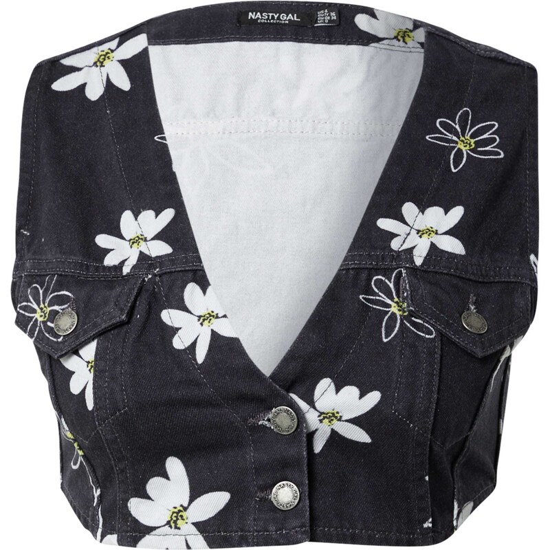 Nasty Gal Top Daisy tmavomodrá / limetková / biela 58463739