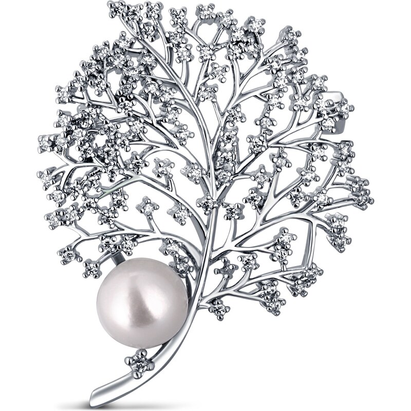JwL Luxury Pearls Elegantná perlová brošňa so zirkónmi JL0791 66589081