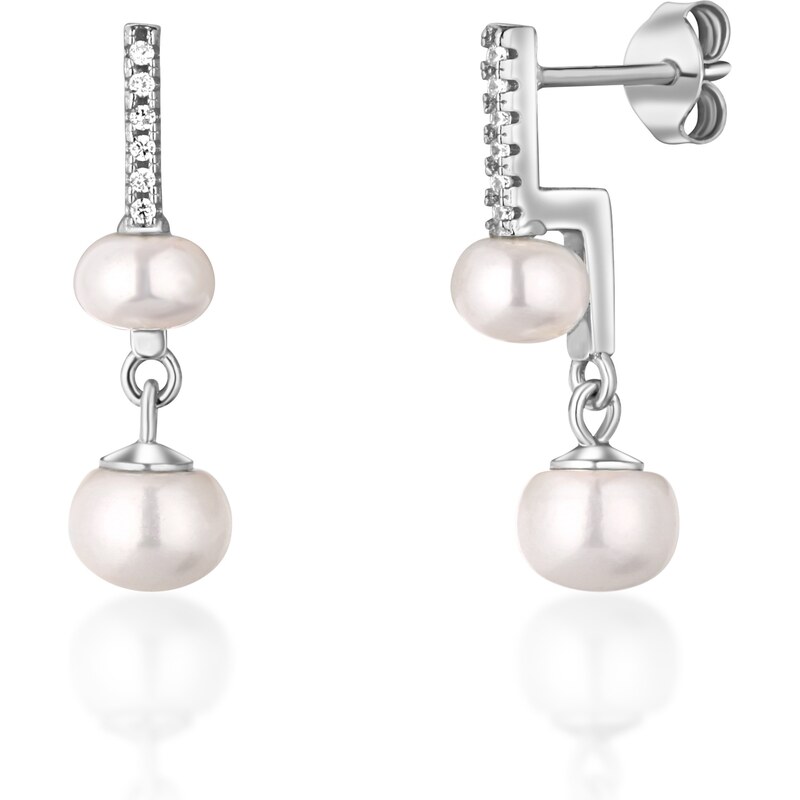 JwL Luxury Pearls Nápadité strieborné náušnice s pravými perlami a 66588797