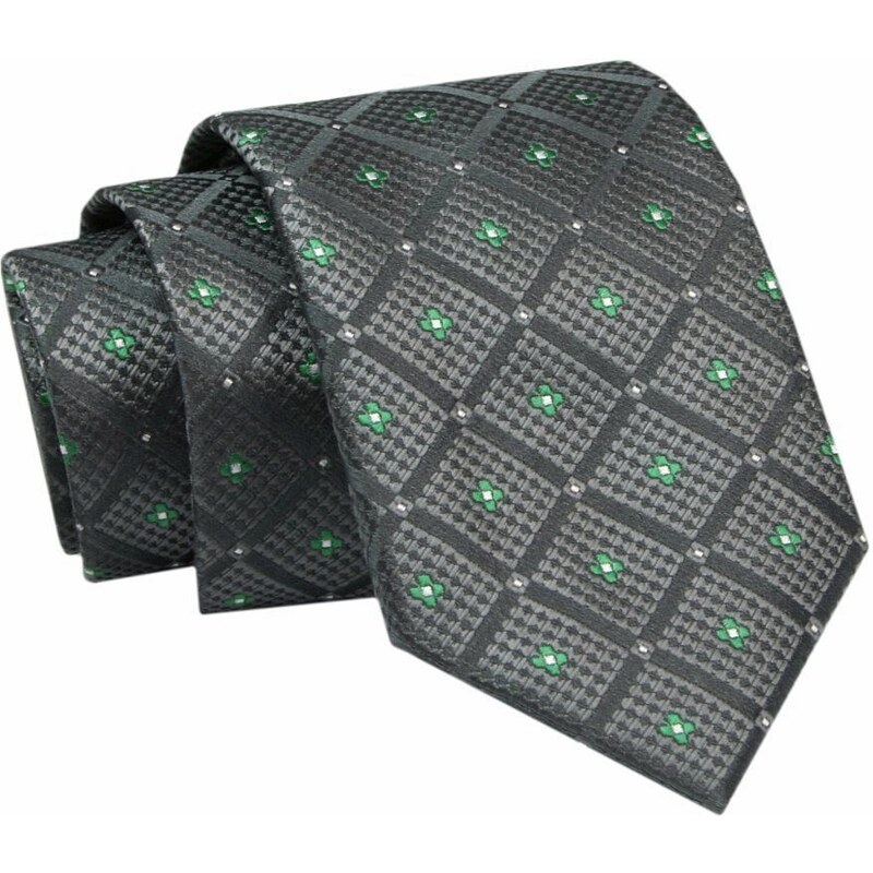 Grafitová kravata so zeleným detailom Alties