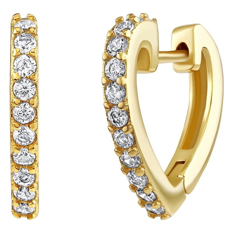 Silvego Strieborné/pozlátené náušnice Evelina v tvare srdca s čírymi 66595099