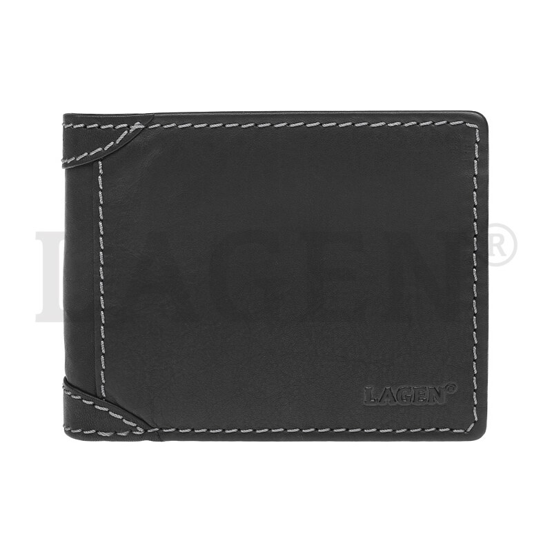 Pánska kožená peňaženka LAGEN 511461 - ČIERNA - BLK