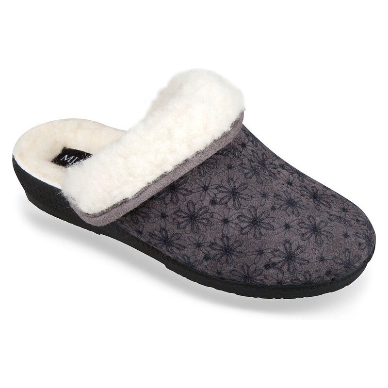 Dámske zimné papuče Mjartan- šedé kvietky 41091080