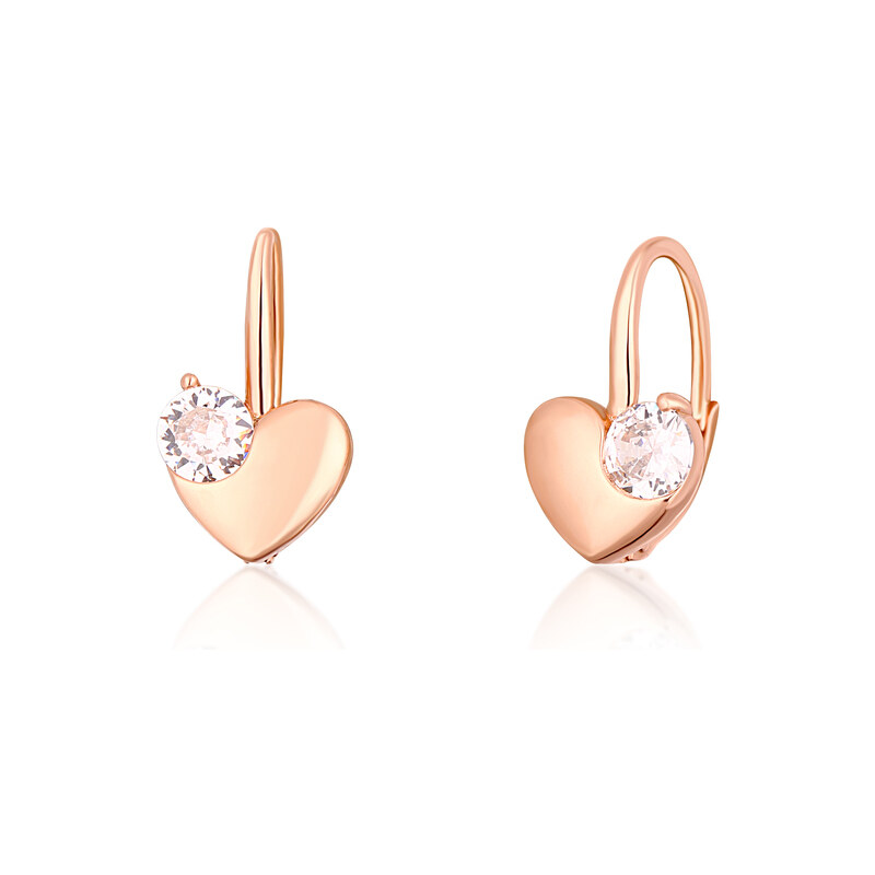 Ligot Strieborné pozlátené náušnice srdiečka so zirkónom 46720360