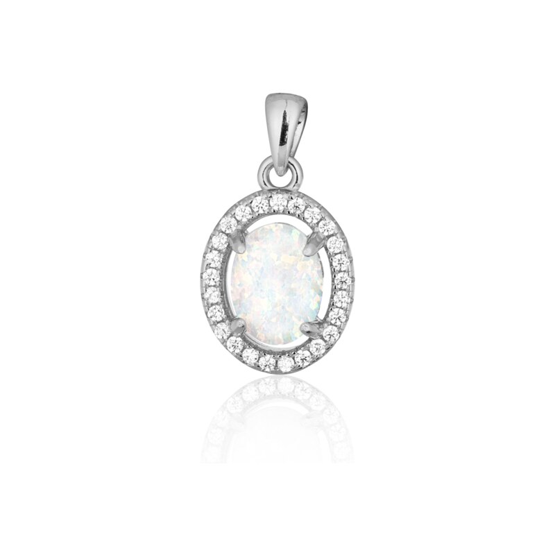 Ligot Strieborný prívesok s opálom a zirkónmi 46720386
