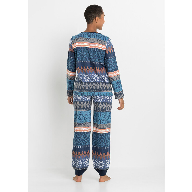 bonprix Pyžamo v nórskom dizajne, farba modrá, rozm. 36/38