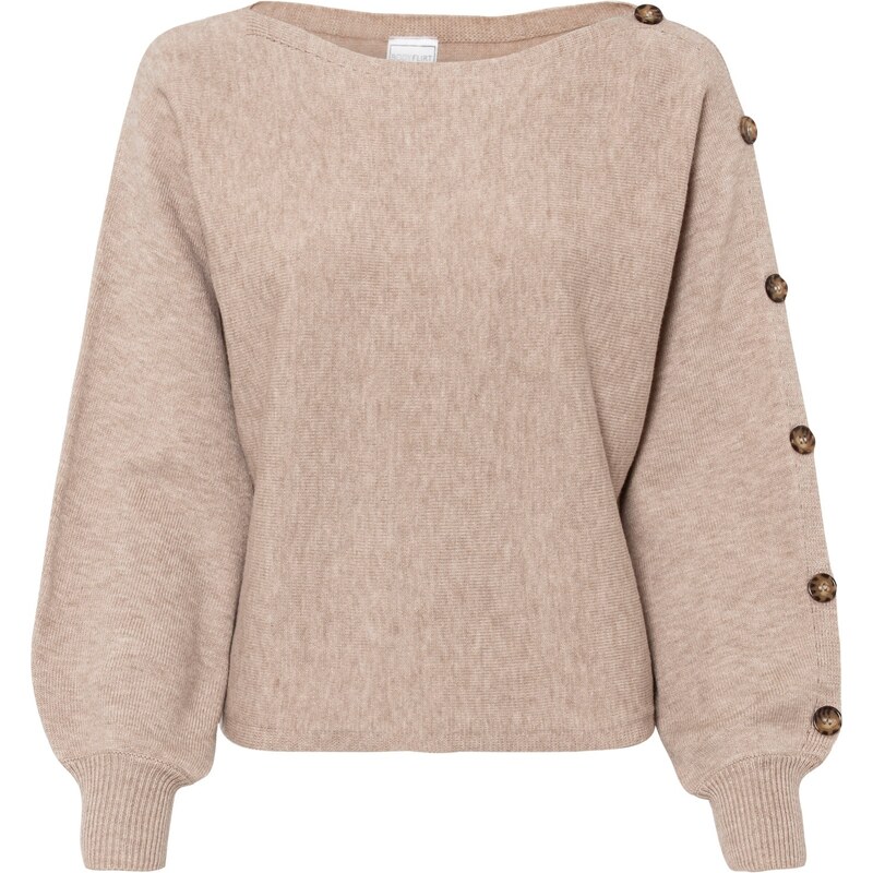 bonprix Pulóver s gombičkami, farba béžová 45853452
