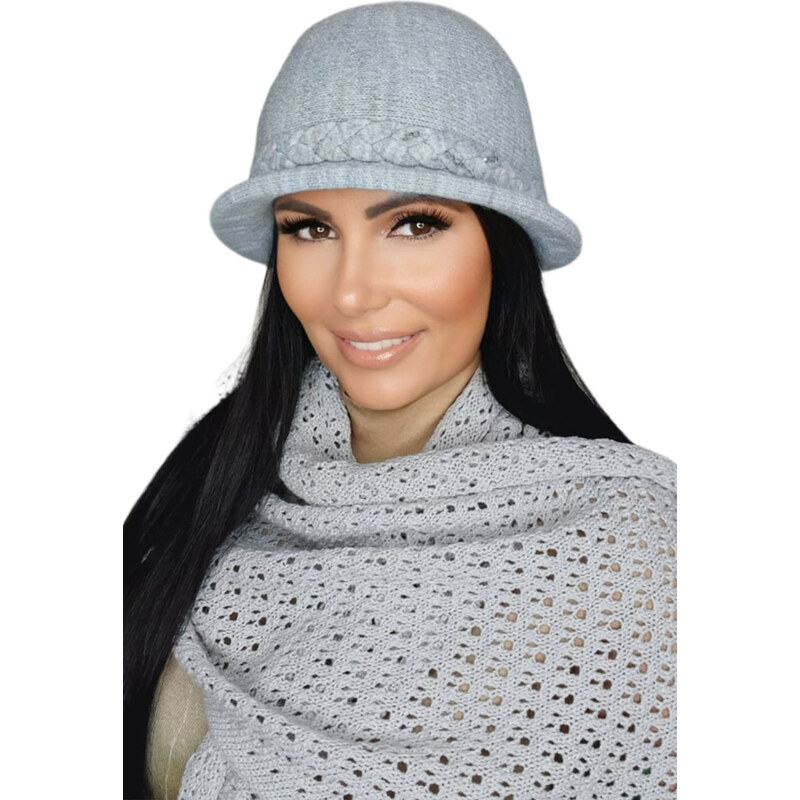 Kamea Svetlošedý luxusný dámsky zimný klobúk Farida, Farba svetlošedá 36165781