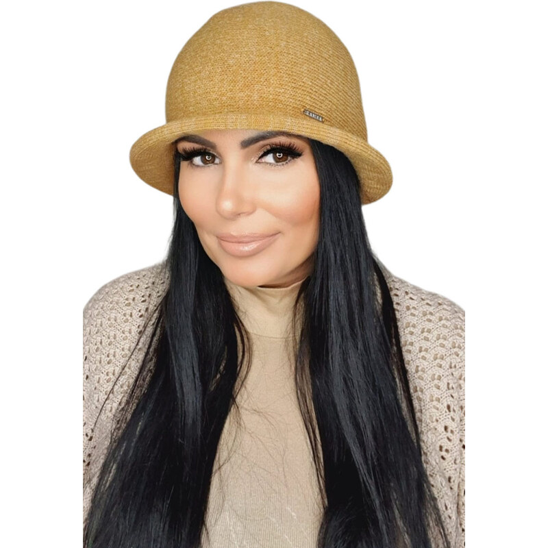 Kamea Horčicový luxusný dámsky zimný klobúk Munira, Farba horčicová 36165778