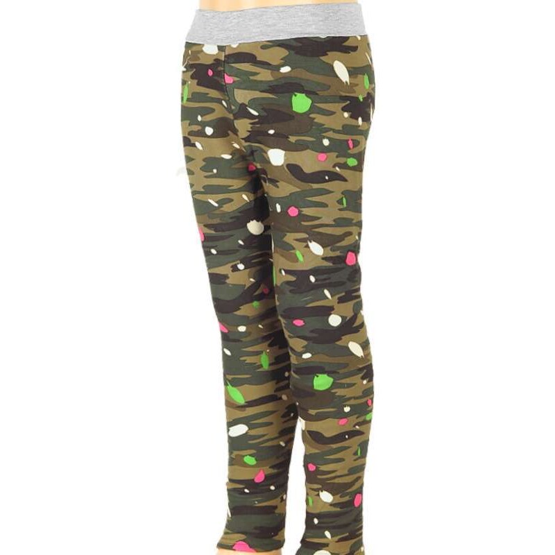 Detské legíny zateplené maskáčové zelené 28456713