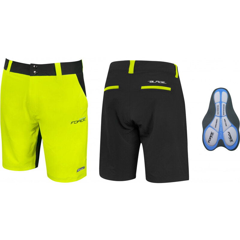 Force kraťasy blade MTB s odnímateľnou vložkou, čierno-fluo 41549158