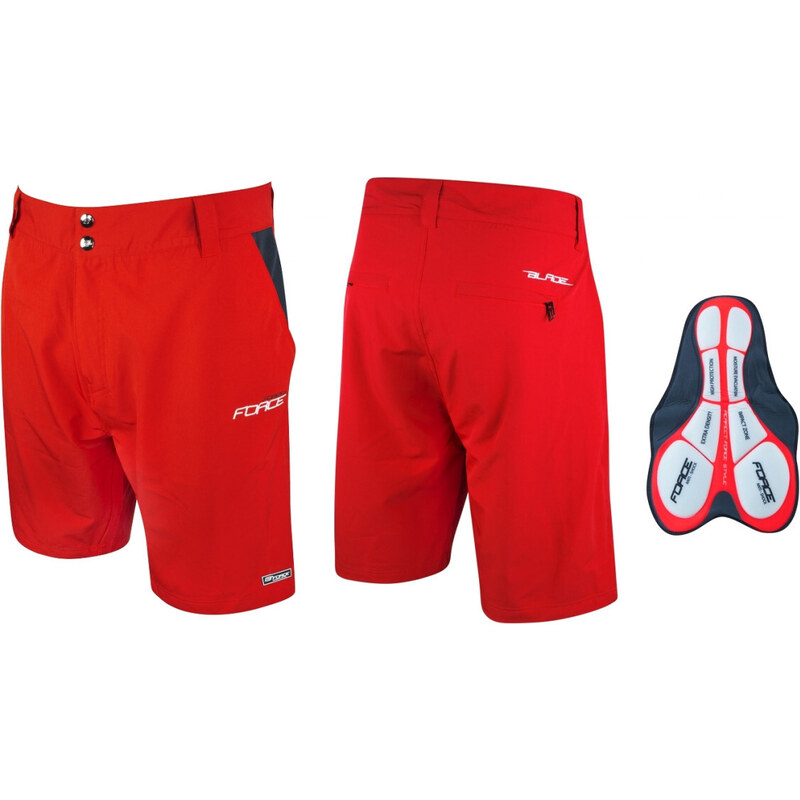 FORCE kraťasy BLADE MTB s odnímateľnou vložkou, červené 37171998