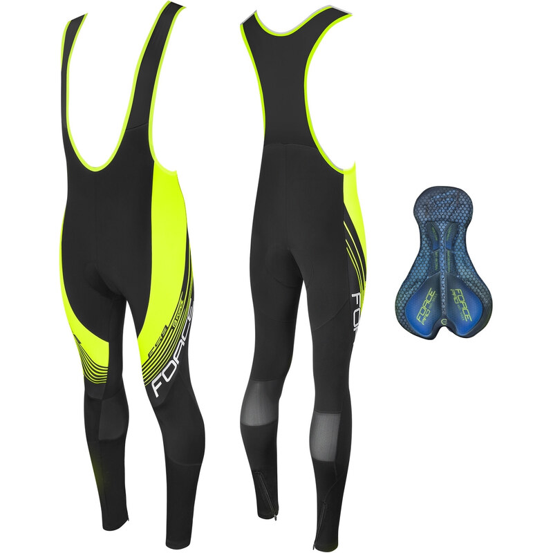 Force nohavice F58 s trakmi a vložkou, čierno-fluo 36059404