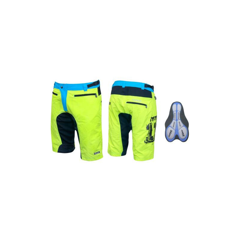 Force nohavice MTB-11 krátke s odnímateľnou vložkou, fluo 36376481
