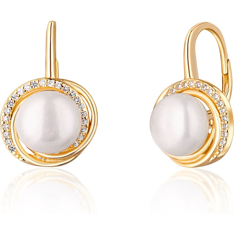 JwL Luxury Pearls Luxusné žlto pozlátené náušnice s pravými riečnymi 66594498