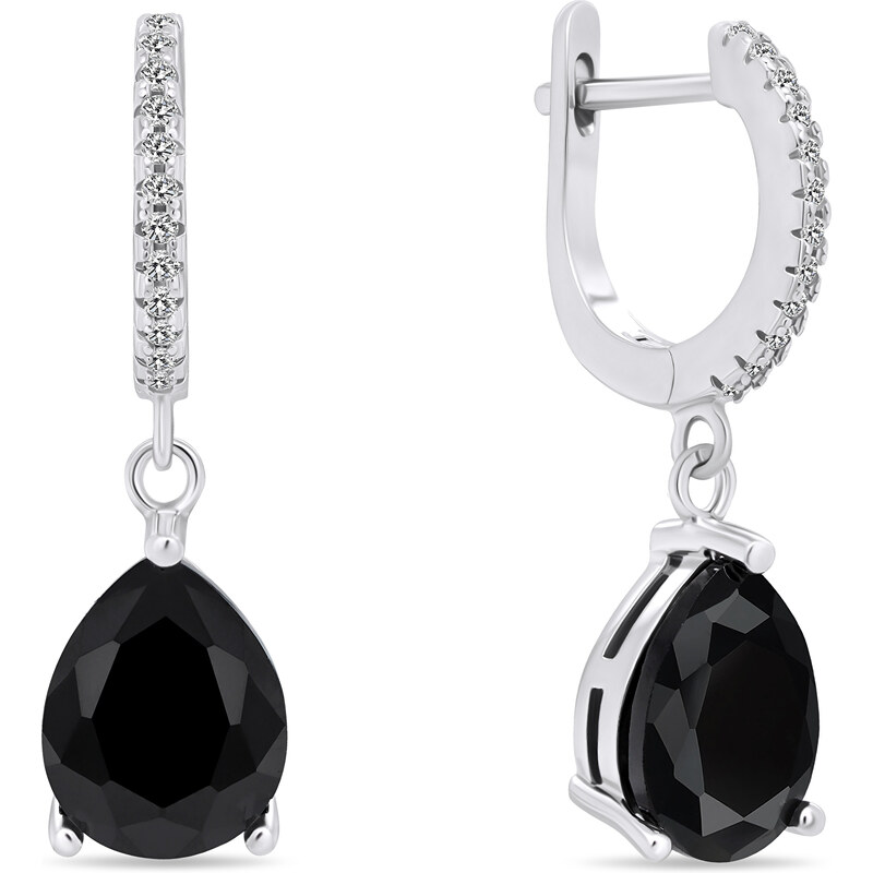 Brilio Silver Pôvabné strieborné náušnice s čiernym zirkónom EA638WBC 66579081