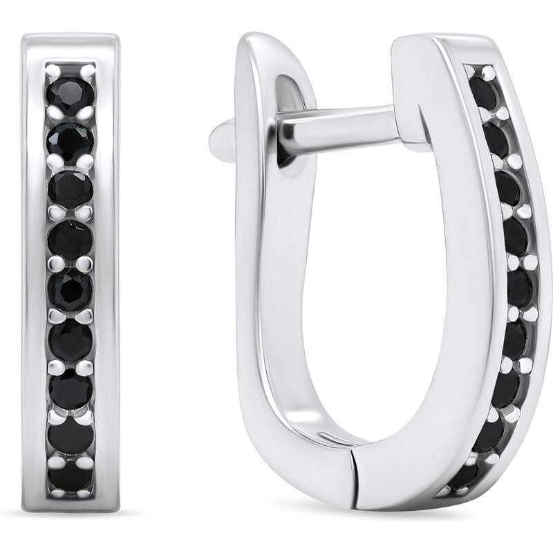 Brilio Silver Krásne strieborné náušnice s čiernymi zirkónmi EA679WBC 66579033