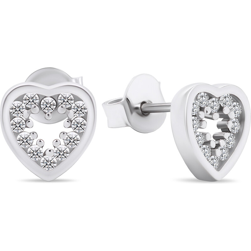 Brilio Silver Pôvabné strieborné náušnice so zirkónmi Srdiečka EA573W 66588720
