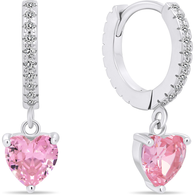 Brilio Silver Nežné strieborné kruhové náušnice so srdiečkami EA635WP 66578205