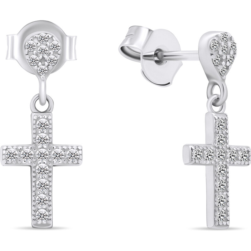 Brilio Silver Moderné strieborné náušnice so zirkónmi Krížiky EA572W 66592677