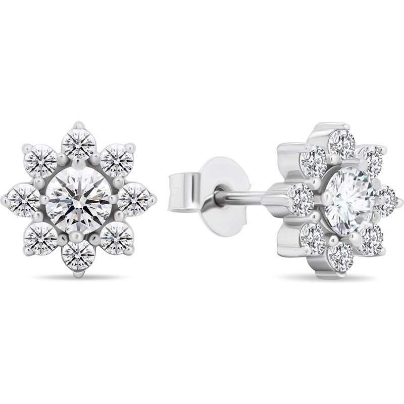 Brilio Silver Slušivé strieborné náušnice so zirkónmi Kytičky EA577W 66595350