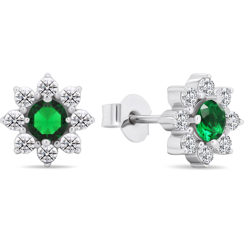 Brilio Silver Slušivé strieborné náušnice so zirkónmi Kytičky EA577WG 66614572