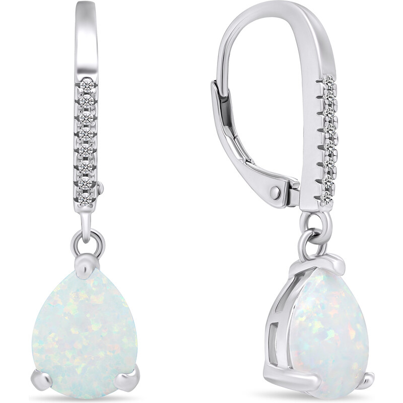 Brilio Silver Slušivé strieborné náušnice so syntetickými opálmi 66596206