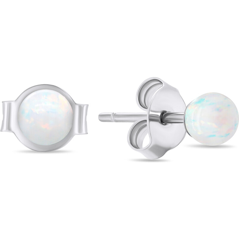 Brilio Silver Jemné strieborné kôstky s bielymi syntetickými opálmi 66579653