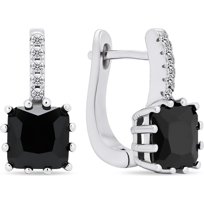 Brilio Silver Originálne strieborné náušnice s čiernymi zirkónmi 66615795