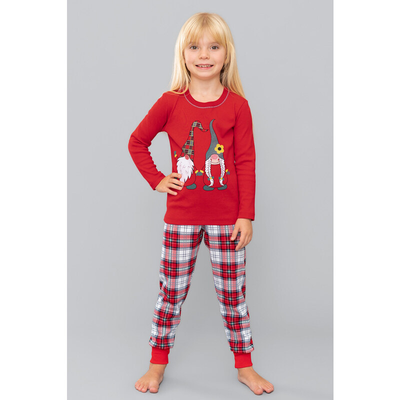 Italian Fashion Vianočné dievčenské pyžamo Mossi mega soft červené-140, Farba červená