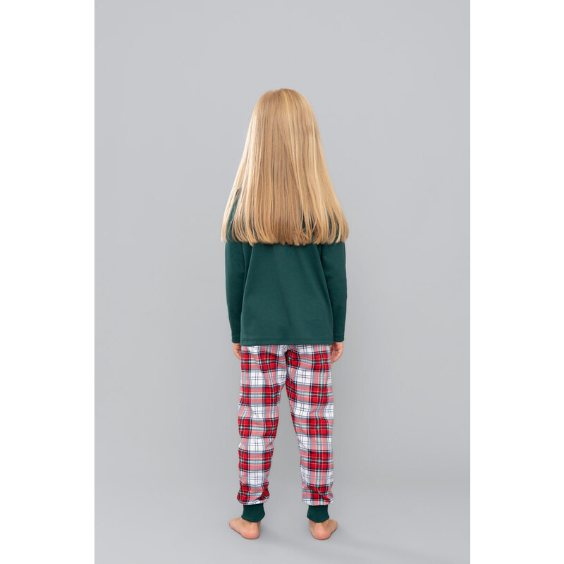 Italian Fashion Vianočné dievčenské pyžamo Mossi mega soft zelené-128, Farba zelená