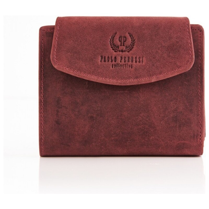 Paolo Peruzzi Vintage červená kožená dámska peňaženka Peruzzi 66572113