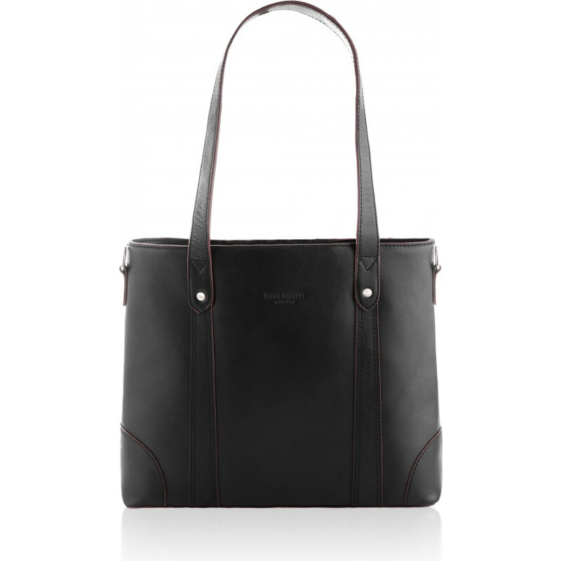 Paolo Peruzzi Kožená dámska čierna kabelka na rameno JASMINE 66572188