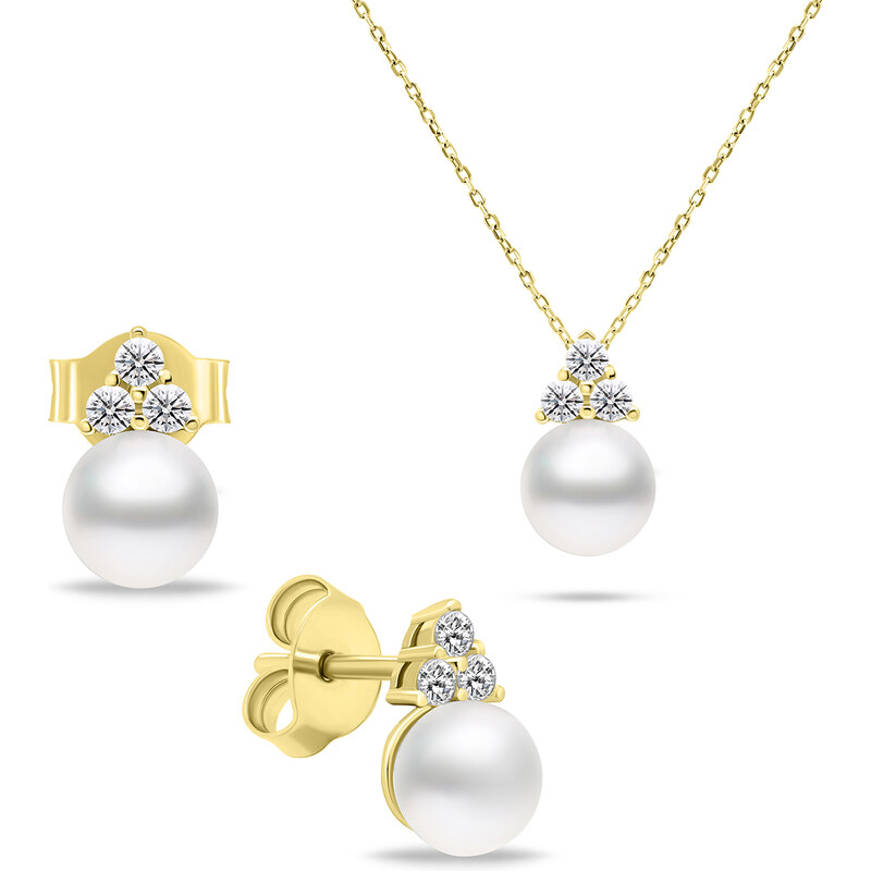 Brilio Silver Sada pozlátených šperkov s pravými perlami SET228Y 66581734