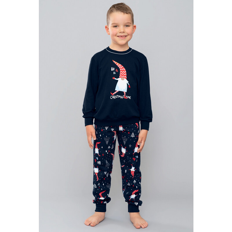 Italian Fashion Vianočné chlapčenské pyžamo Skrat mega soft tmavomodré-128, Farba tmavomodrá