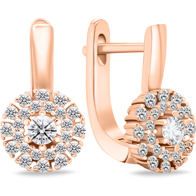 Brilio Silver Slušivé bronzové náušnice so zirkónmi EA674R 66590126