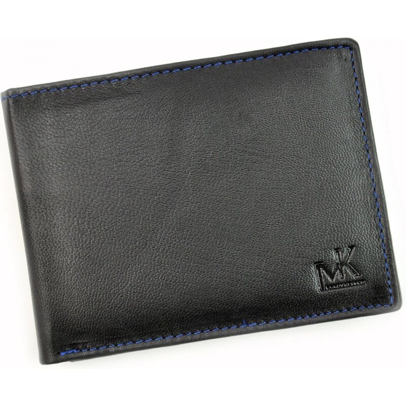 Pánska kožená peňaženka Money Kepper, Cobiter, čierna (modre prošivánie)