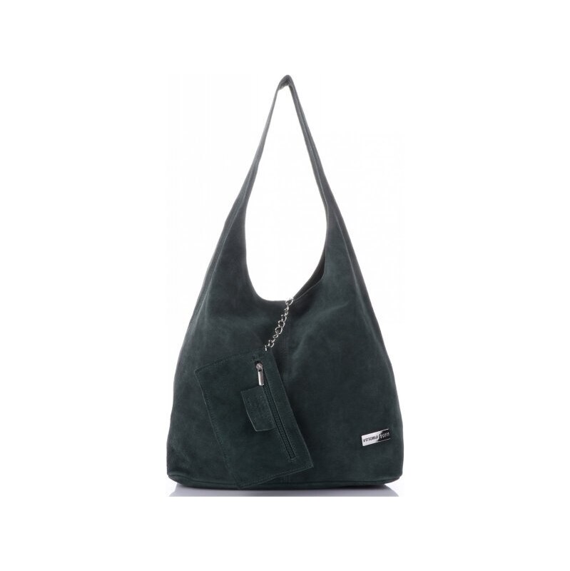 Kožené kabelka shopper bag Vittoria Gotti fľašková zelená V8802 64502426