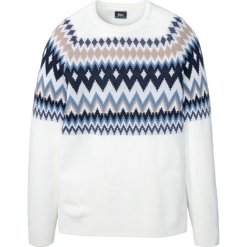 bonprix Nórsky pulóver s recyklovaným polyakrylom, farba biela 44793155