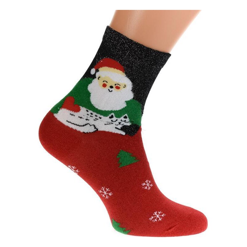 AURA.VIA Červené trblietavé ponožky SANTA 50892189