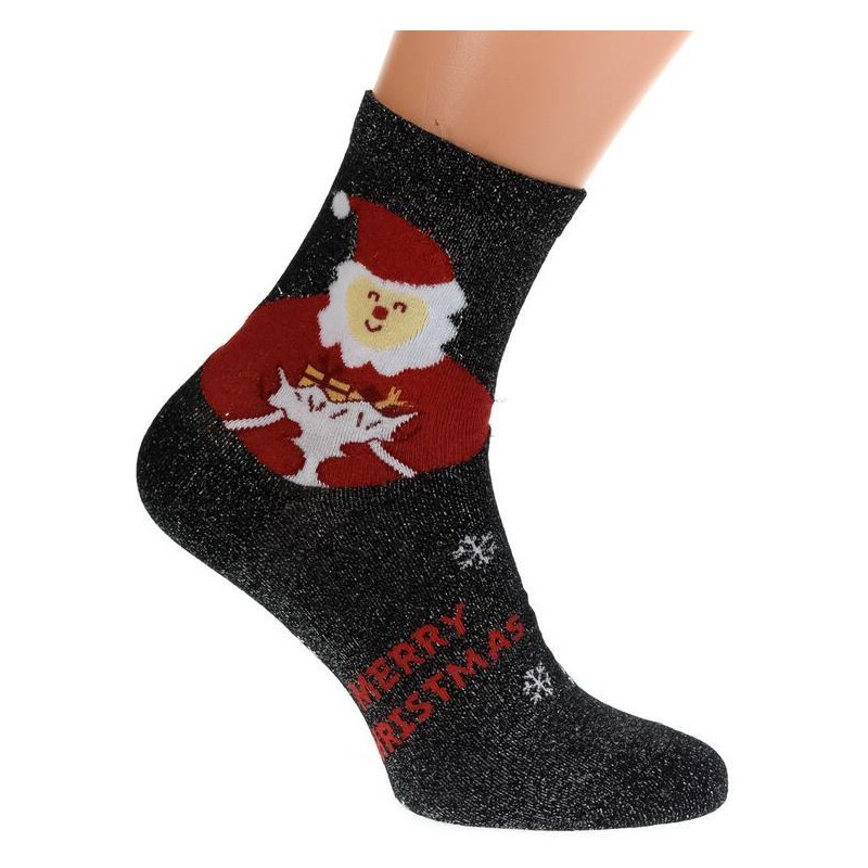 AURA.VIA Čierne trblietavé ponožky SANTA 50892190