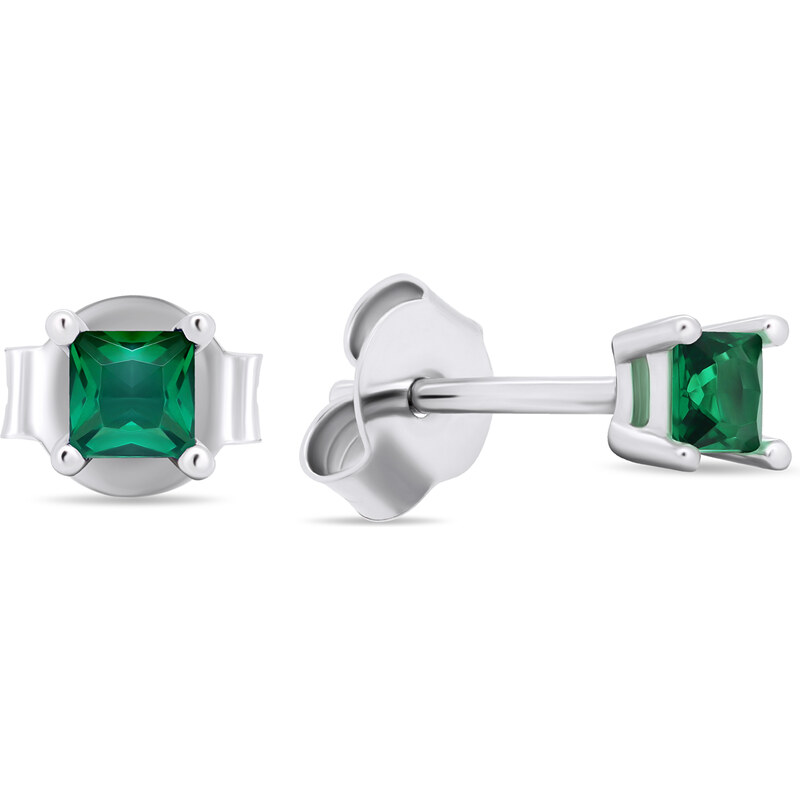 Brilio Silver Strieborné náušnice kôstky so zelenými zirkónmi EA592WG 66580744
