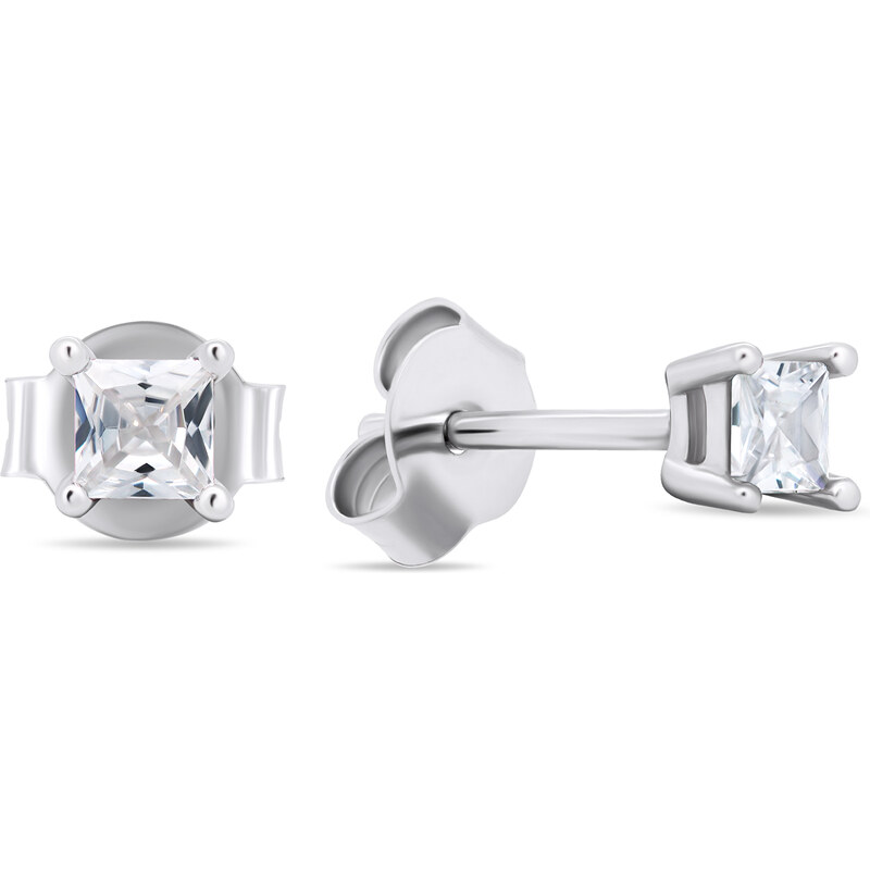 Brilio Silver Strieborné náušnice kôstky s čírymi zirkónmi EA592W 66590100