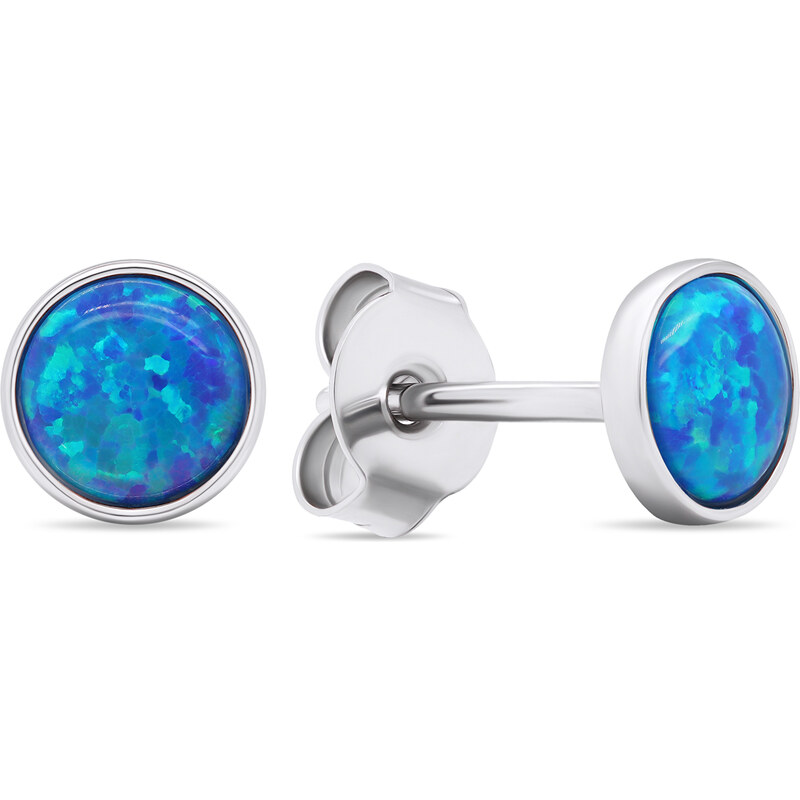Brilio Silver Strieborné náušnice kôstky s modrými syntetickými opálmi 66614604